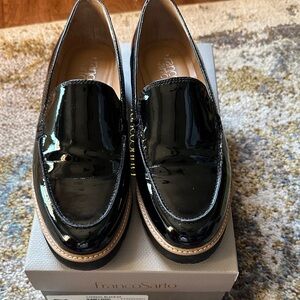 Franco Sarto Black Patent Loafers. Size 8.